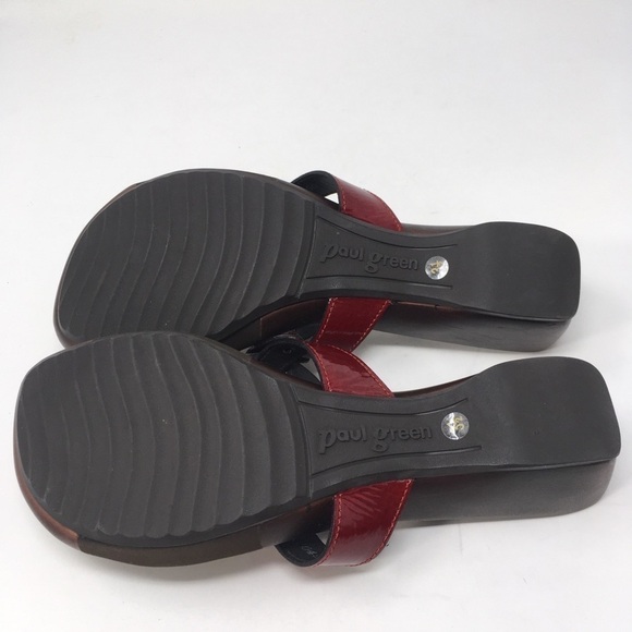Paul Green Sandals Red Patent Leather Flip Flop Size 6 - Picture 8 of 12